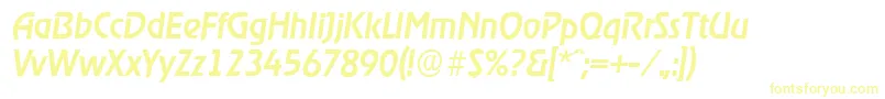 フォントOnstageserialMediumItalic – 白い背景に黄色の文字