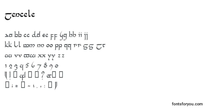Schriftart Tencele – Alphabet, Zahlen, spezielle Symbole