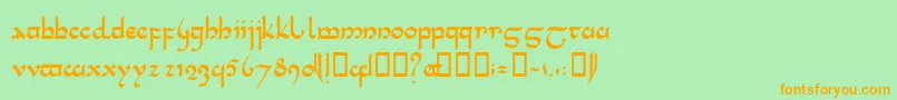 Tencele-Schriftart – Orangefarbene Schriften auf grünem Hintergrund
