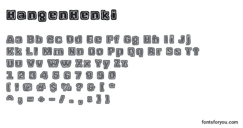 HangenHenki-fontti – aakkoset, numerot, erikoismerkit