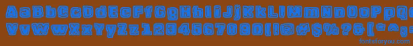 HangenHenki Font – Blue Fonts on Brown Background