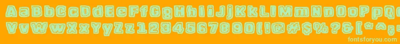 HangenHenki Font – Green Fonts on Orange Background