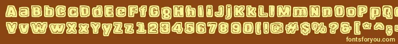 HangenHenki Font – Yellow Fonts on Brown Background