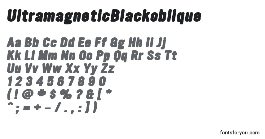 Czcionka UltramagneticBlackoblique – alfabet, cyfry, specjalne znaki