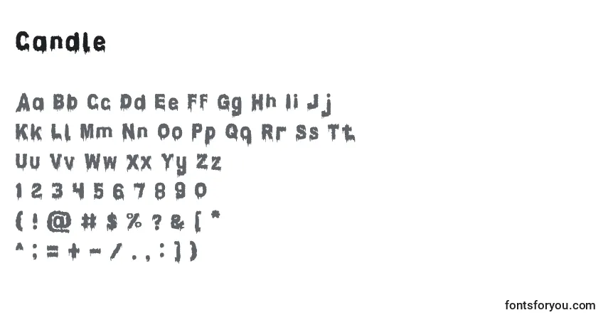 Czcionka Candle – alfabet, cyfry, specjalne znaki