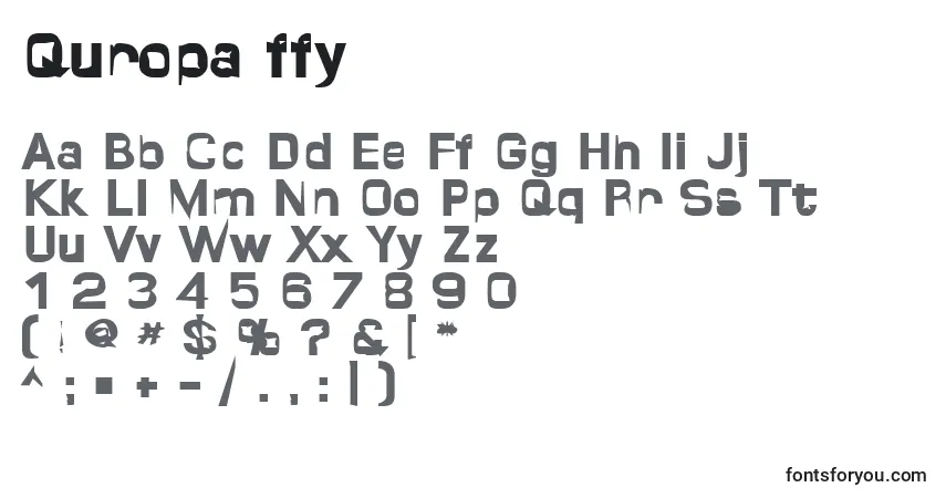 Czcionka Quropa ffy – alfabet, cyfry, specjalne znaki