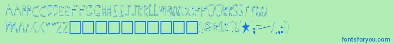 Germs-Schriftart – Blaue Schriften auf grünem Hintergrund