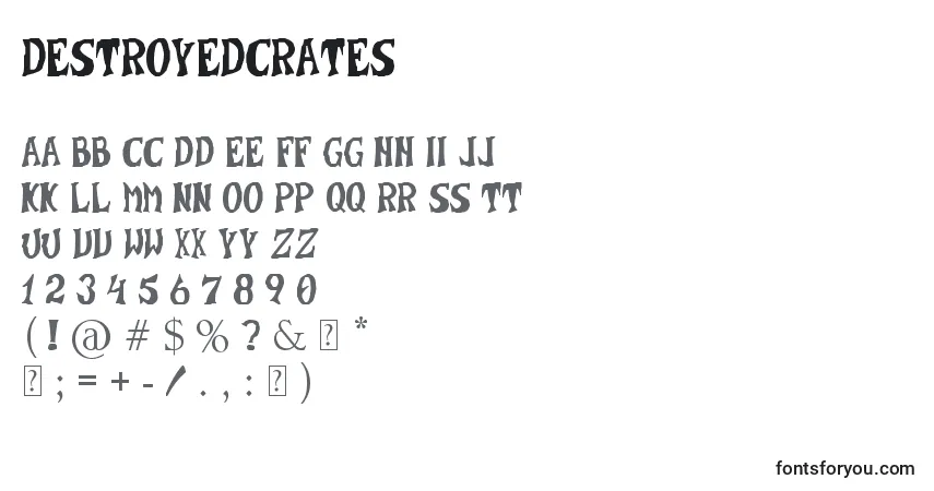A fonte DestroyedCrates – alfabeto, números, caracteres especiais