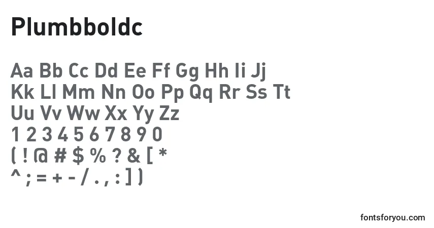 A fonte Plumbboldc – alfabeto, números, caracteres especiais