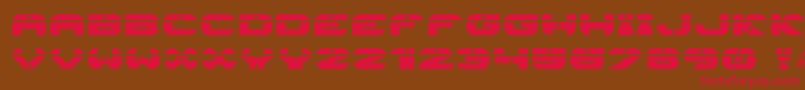 フォントAstroneo – 赤い文字が茶色の背景にあります。