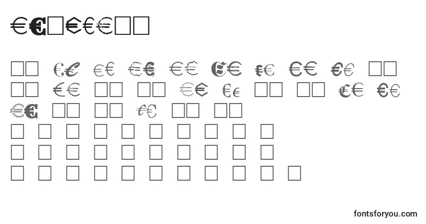 A fonte Eurocl15 – alfabeto, números, caracteres especiais