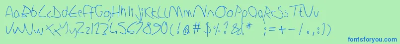 Sharonlipschutzhandwriting Font – Blue Fonts on Green Background