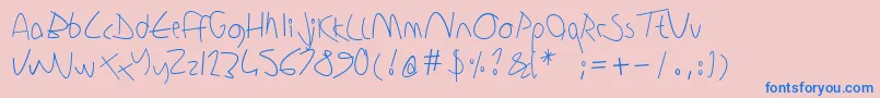 Sharonlipschutzhandwriting Font – Blue Fonts on Pink Background