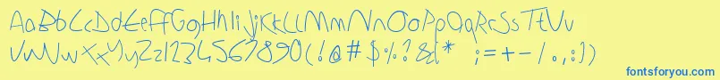 Sharonlipschutzhandwriting Font – Blue Fonts on Yellow Background