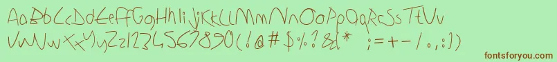 Sharonlipschutzhandwriting Font – Brown Fonts on Green Background