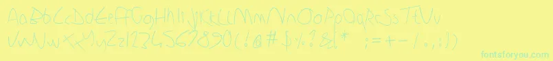 Sharonlipschutzhandwriting Font – Green Fonts on Yellow Background