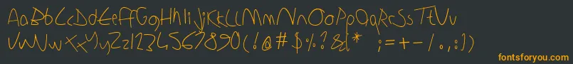 フォントSharonlipschutzhandwriting – 黒い背景にオレンジの文字