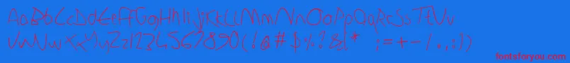 Sharonlipschutzhandwriting Font – Red Fonts on Blue Background