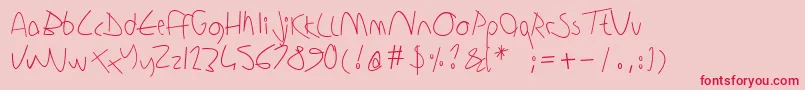 Sharonlipschutzhandwriting Font – Red Fonts on Pink Background