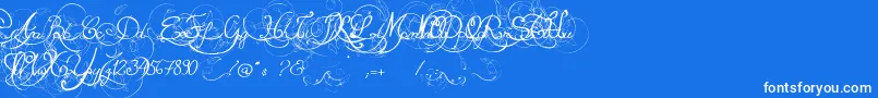 EternalCall-Schriftart – Weiße Schriften auf blauem Hintergrund