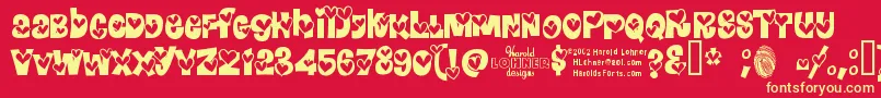 Hearrg Font – Yellow Fonts on Red Background