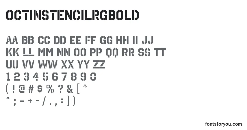 Шрифт OctinstencilrgBold – алфавит, цифры, специальные символы
