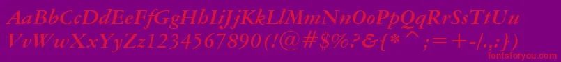 AmericanGaramondBoldItalicBt Font – Red Fonts on Purple Background