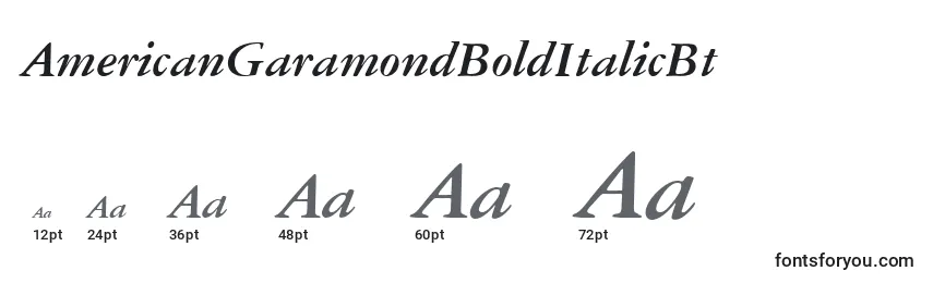 AmericanGaramondBoldItalicBt Font Sizes