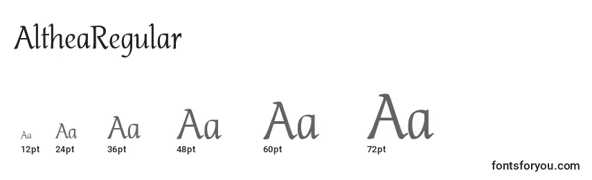 AltheaRegular Font Sizes