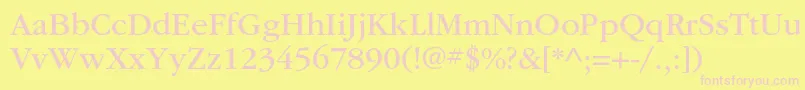 ItcgaramondstdBk-Schriftart – Rosa Schriften auf gelbem Hintergrund