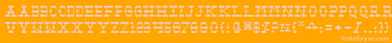 TombstoneExpanded-Schriftart – Rosa Schriften auf orangefarbenem Hintergrund