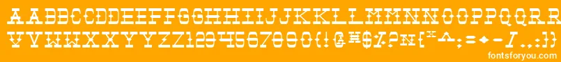 TombstoneExpanded-Schriftart – Weiße Schriften auf orangefarbenem Hintergrund