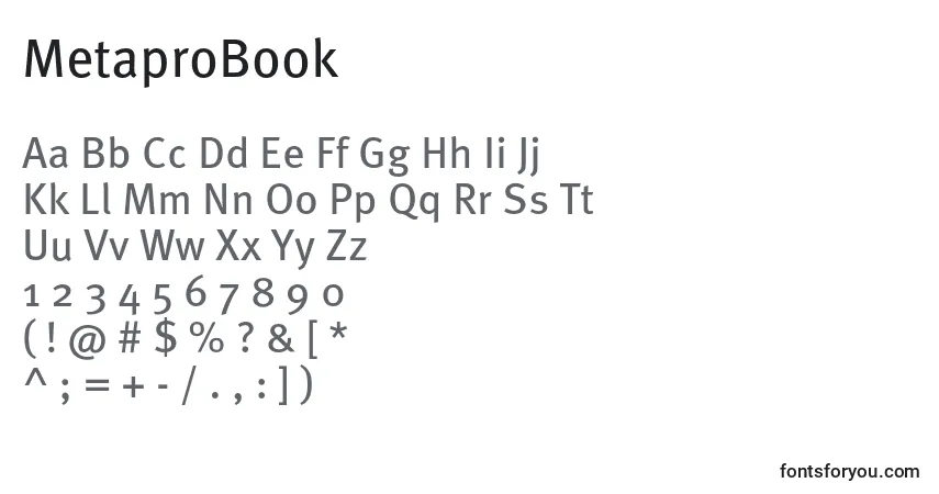 MetaproBook-fontti – aakkoset, numerot, erikoismerkit