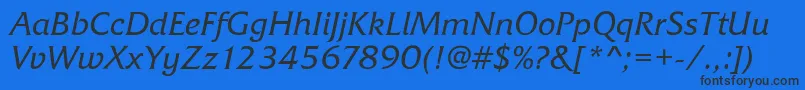 FrizQuadrataRegularItalic Font – Black Fonts on Blue Background