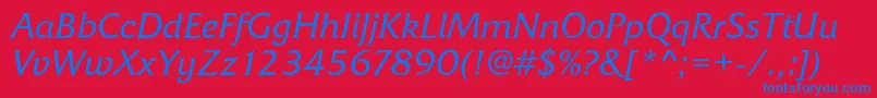 フォントFrizQuadrataRegularItalic – 赤い背景に青い文字