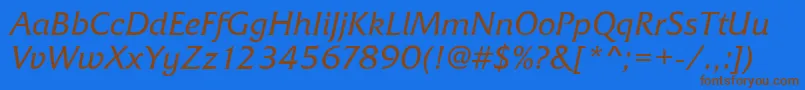 Fonte FrizQuadrataRegularItalic – fontes marrons em um fundo azul