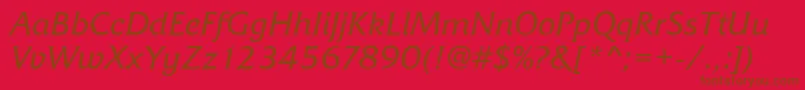 フォントFrizQuadrataRegularItalic – 赤い背景に茶色の文字