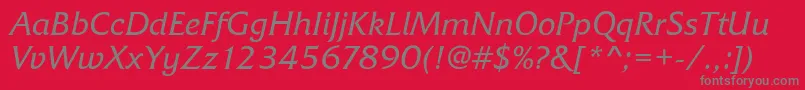 フォントFrizQuadrataRegularItalic – 赤い背景に灰色の文字