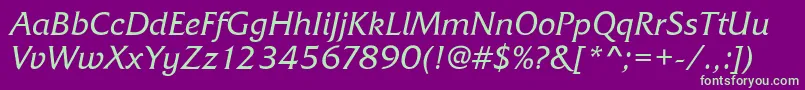 fuente FrizQuadrataRegularItalic – Fuentes Verdes Sobre Fondo Morado