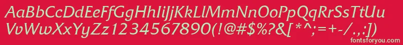 Шрифт FrizQuadrataRegularItalic – зелёные шрифты на красном фоне