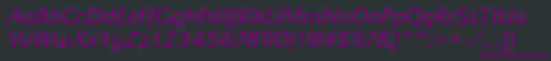 Шрифт FrizQuadrataRegularItalic – фиолетовые шрифты на чёрном фоне