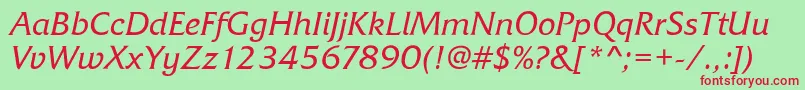 FrizQuadrataRegularItalic Font – Red Fonts on Green Background