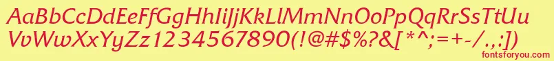 FrizQuadrataRegularItalic Font – Red Fonts on Yellow Background