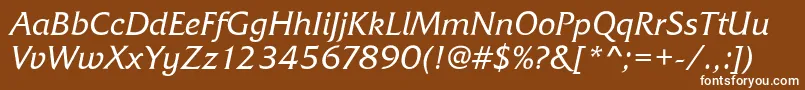 FrizQuadrataRegularItalic Font – White Fonts on Brown Background