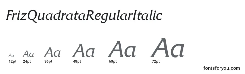 Размеры шрифта FrizQuadrataRegularItalic
