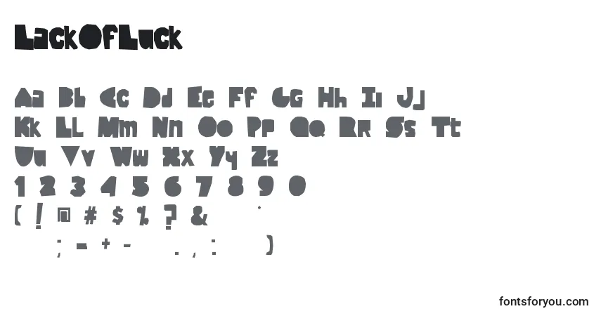 LackOfLuck-fontti – aakkoset, numerot, erikoismerkit