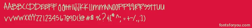 フォントExpensivehabits – 赤い背景に緑の文字