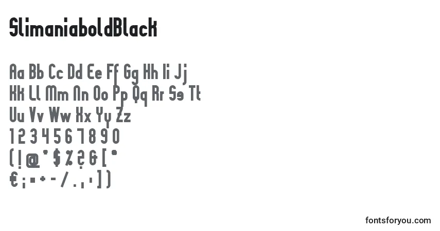 A fonte SlimaniaboldBlack – alfabeto, números, caracteres especiais