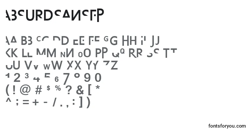 Czcionka AbsurdsansFp – alfabet, cyfry, specjalne znaki