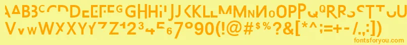 AbsurdsansFp-fontti – oranssit fontit keltaisella taustalla